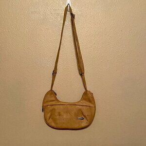 TRAVELON Anti-Theft Travel Purse Tan Faux Suede Hobo Handbag Zip Pockets